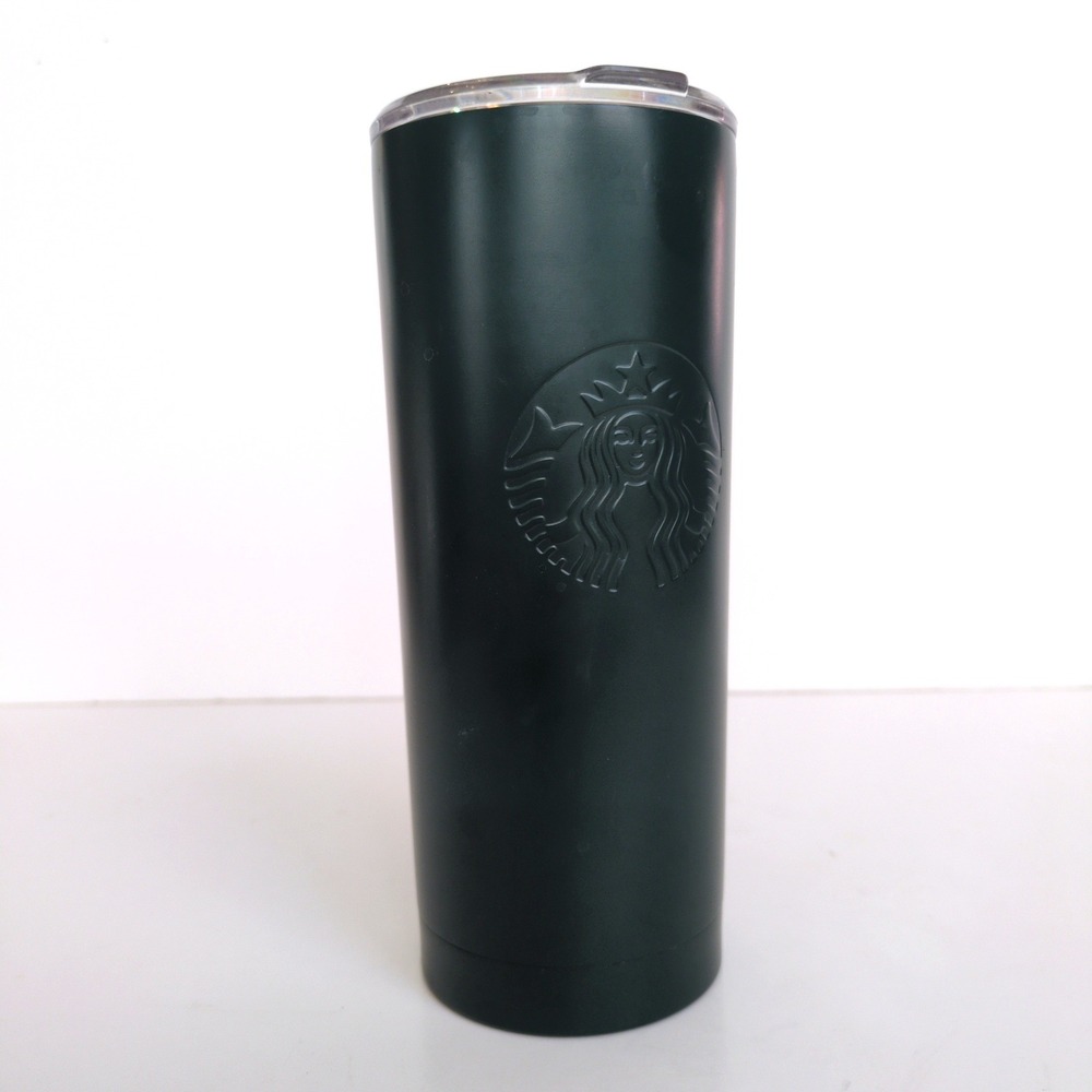 Starbucks Tumbler Dark Green‎ Matte Stainless Steel Embossed Venti 20oz